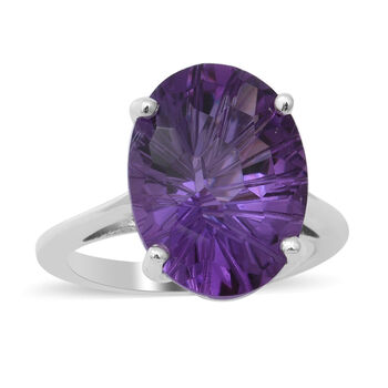 Lusaka Amethyst Solit&auml;r Ring 925 Silber Platin-&Uuml;berzug