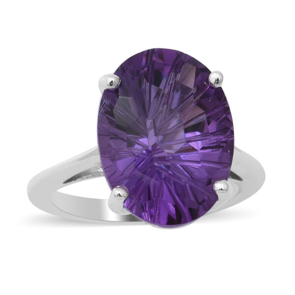 Lusaka Amethyst Solit&auml;r Ring 925 Silber Platin-&Uuml;berzug