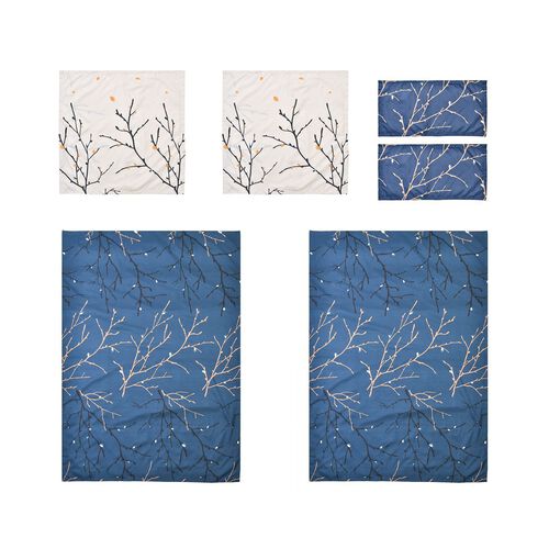 6er Set, Bettwäsche, 2 Deckenbezüge 135x200cm, 2 Kissenbezüge 40x80cm, 2 Kissenbezüge 80x80cm, Blau image number 0