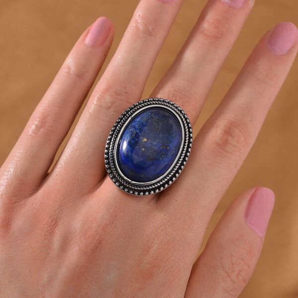 Lapislazuli Ring 316L Edelstahl (Gr&ouml;&szlig;e 16.00) ca. 25.00 ct image number 1