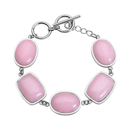 Rosenquarz-Armband, ca. 19 cm, Edelstahl ca. 80.00 ct image number 0