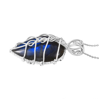 D'Joy AAA Labradorit Schmuckset ca. 50 cm 925 Silber rhodiniert ca. 30.00 ct