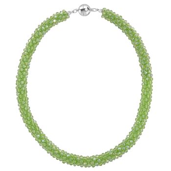 2er Set - Gr&uuml;ner Kristall Halskette und Armband, flexibel