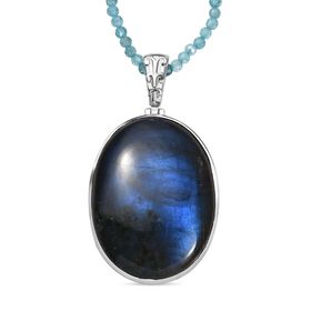 AAA Labradorit und Apatit Anhänger mit 45cm Kette - 110 ct.