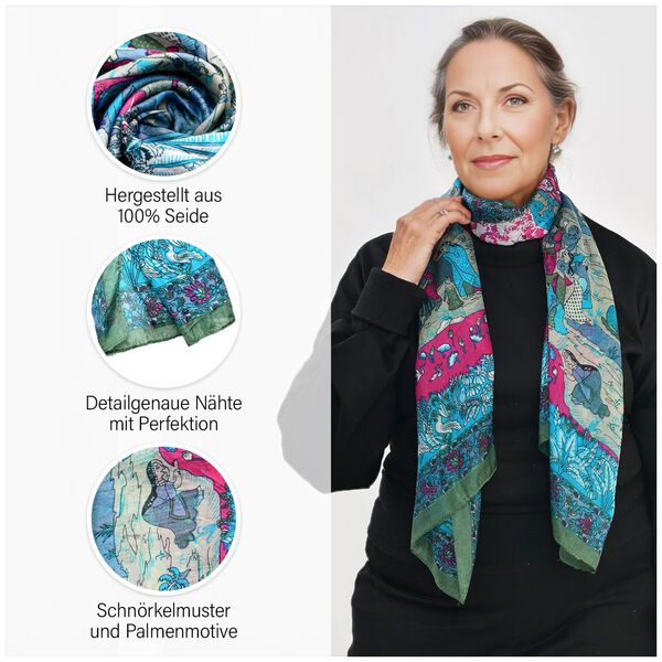 Schal aus Seide, olivgrün image number 4