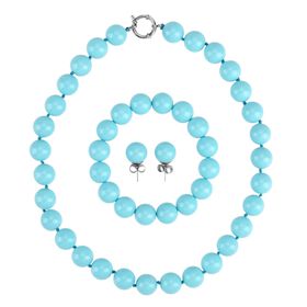 3er-Set Sleeping Beauty türkisfarbenes Muschelkernperle Schmuckset