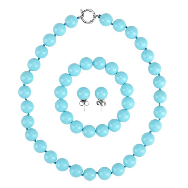 3er-Set Sleeping Beauty türkisfarbenes Muschelkernperle Schmuckset image number 0