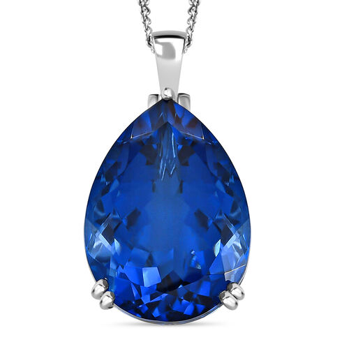 Ceylonfarbener Quarz-Anhänger mit 50cm Kette, 925 Silber platiniert - 54,23 ct. image number 0