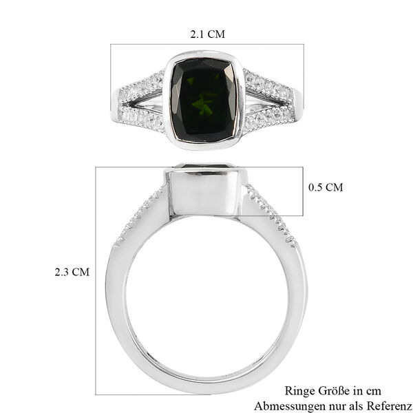 Nat&uuml;rlicher Chromdiopsid und Zirkon Ring 925 Silber platiniert  ca. 2,75 ct image number 6