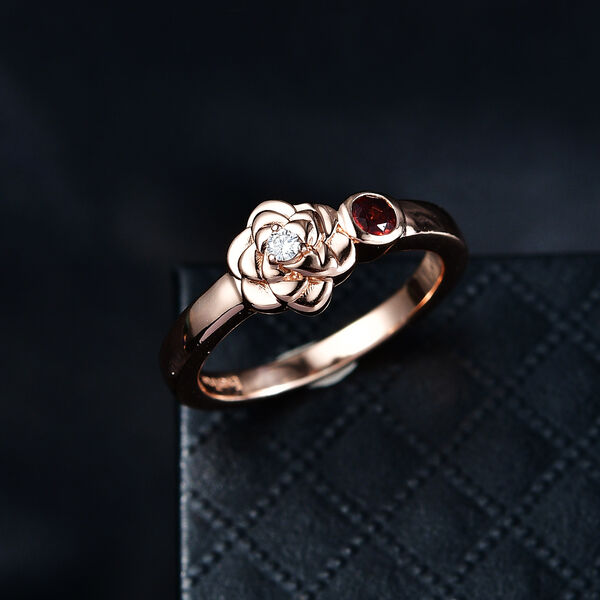 EverTrue Mosambik Granat und Moissanit Ring - 0,20 ct. image number 1