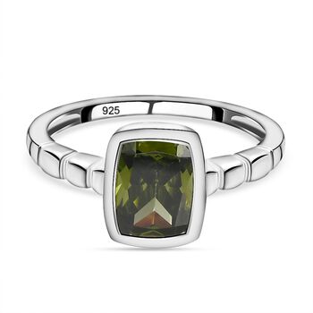 Peridot farbener Zirkonia-Ring, 925 Silber (Gr&ouml;&szlig;e 20.00) ca. 2,12 ct