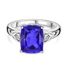 Tansanit-Farbe Quarz, Weißer Zirkon Ring 925 Silber rhodiniert (Größe 17.00) ca. 5,01 ct
