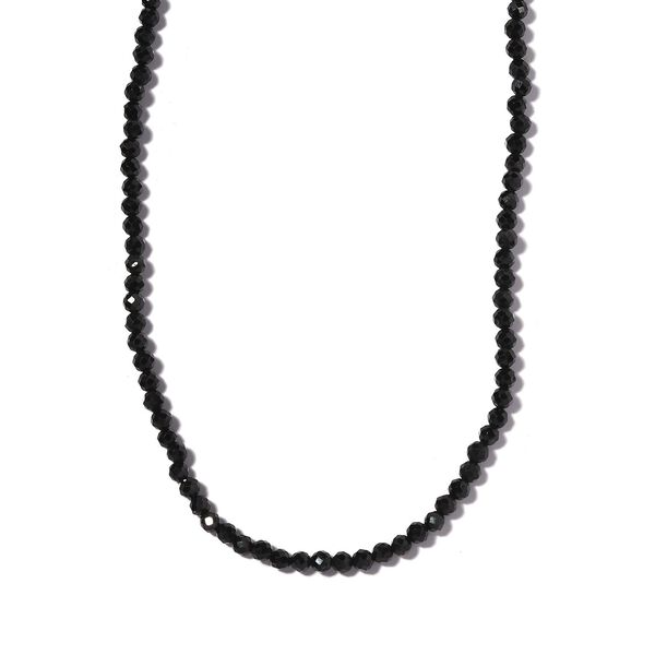 Schwarzer Spinell Halskette ca. 50 cm 925 Silber rhodiniert ca. 42.00 ct