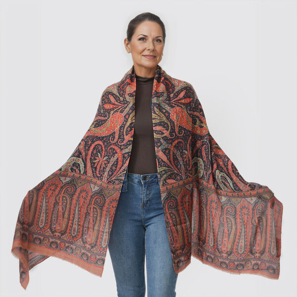 LA MAREY - 100% Kaschmirwolle Schal mit Paisley Muster, 70 x 190cm, Paisley image number 2