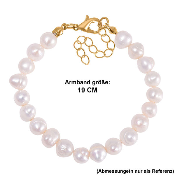 Wei&szlig;es S&uuml;&szlig;wasserperle Armband, 19cm image number 5