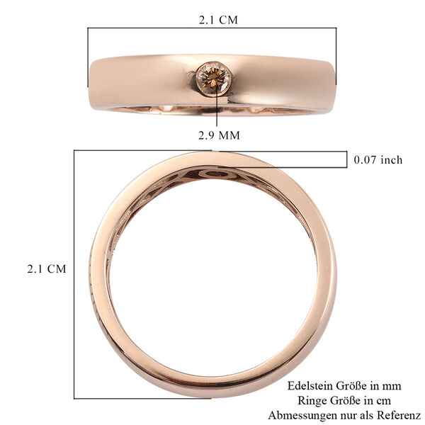 Nat&uuml;rlicher Champagner Diamant zertifiziert I1-I2 Band Ring 375 Rosegold image number 6