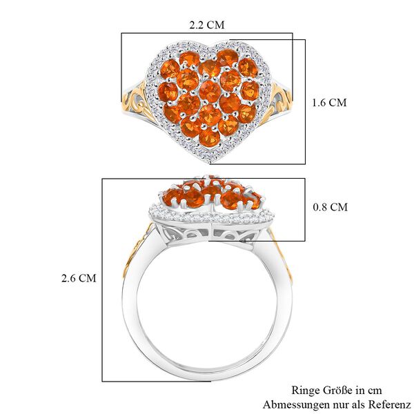 D'Joy AA Salamanca Feueropal, Wei&szlig;er Zirkon Ring 925 Silber Rhodiniert und 750 Gelbgold Vermeil (Gr&ouml;&szlig;e 19.00) ca. 1,22 ct image number 7