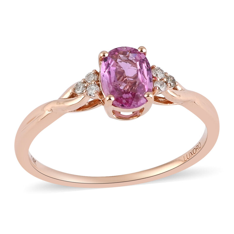 AAA Rosa Saphir und Diamant-Ring, I2 G-H, 585 Roségold  ca. 1,00 ct image number 0