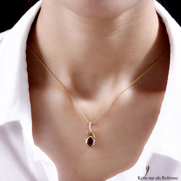 Afrikanischer Rubin (Fissure gef&uuml;llt) und wei&szlig;er Zirkon-Anh&auml;nger, 925 Silber vergoldet ca. 1,71 ct image number 2