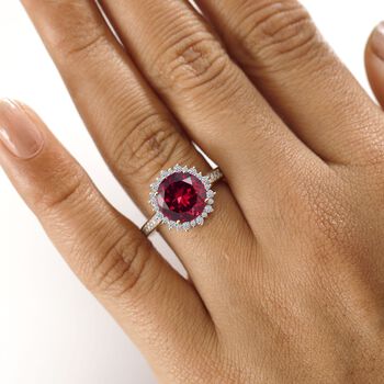 LUXURIANT DIAMOND- zertifiziert und gepr&uuml;ft AAA Labor Padparadscha Saphir und Labor Diamant Ring in 417 Gold - 4,32 ct.