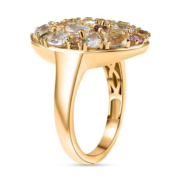 D joy AAA Premium Malagasy Regenbogen Mondstein Ring 925 Silber 750 Gelbgold Vermeil (Gr&ouml;&szlig;e 18.00) ca. 2.49 ct image number 5