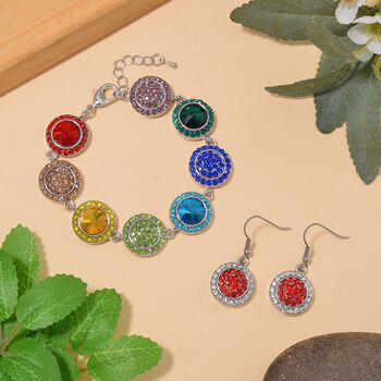 2er Set - Mehrfarbiger Kristall Armband und Ohrringe