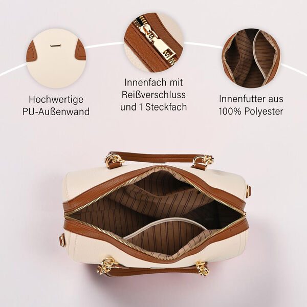 SATCHEL Moderne Handtasche mit Crossbody Gurt, 34x11x22 cm, weiß image number 3