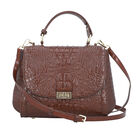 Luxus Crossbody Tasche mit Kroko-Prägung aus echtem Leder, Braun