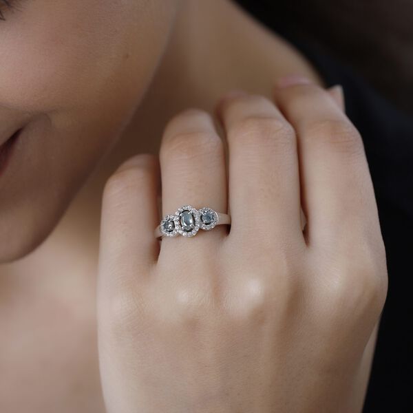 Alexandrit und wei&szlig;er Zirkon-Ring - 0,70 ct. image number 3