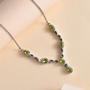 Nat&uuml;rliche Peridot Halskette, ca. 45 cm 316L Edelstahl ca. 2.80 ct