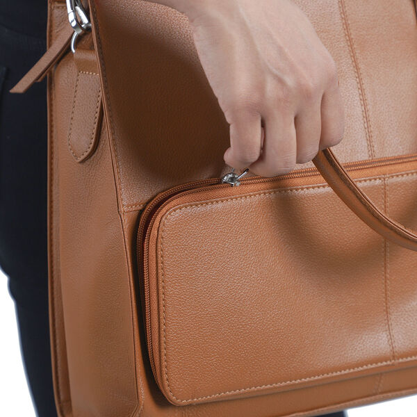 Handtasche aus echtem Leder, hellbraun image number 3