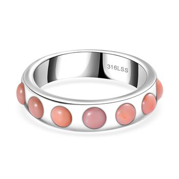 Pfirsich Opal Ring 316L Edelstahl (Gr&ouml;&szlig;e 19.00) ca. 0.70 ct