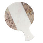 Rundförmiges Servierbrett aus Marmor, Größe 28x20 cm, Braun und Weiß image number 0