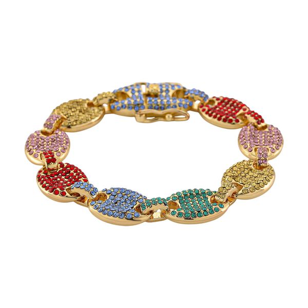 Mehrfarbiger Kristall Armband ca. 18.5 cm, goldfarben image number 0