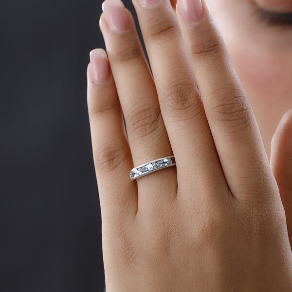 Santamaria Aquamarin und wei&szlig;er Diamant Ring, 925 Silber platiniert, ca. 0,93 ct image number 3
