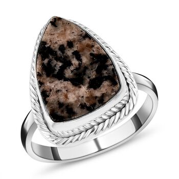 Handgearbeiteter, nat&uuml;rlicher Yooperlith-Ring, 925 Silber ca. 6,00 ct