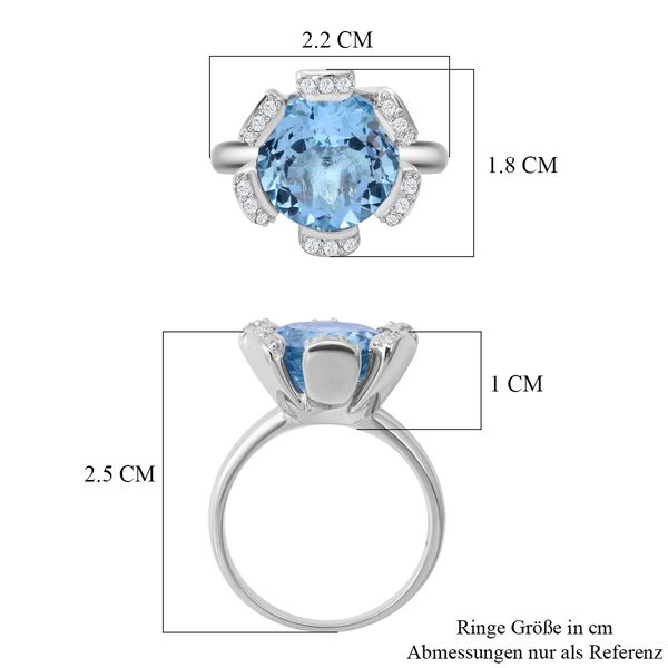 Himmelblauer Topas und Zirkon-Ring - 7,86 ct. image number 5
