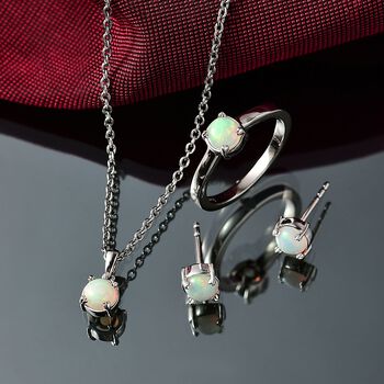 4er Set - AA Nat&uuml;rlicher, &auml;thiopischer Welo Opal Ring (Gr&ouml;&szlig;e 20.00), Anh&auml;nger mit Kette (ca. 50cm), und Ohrringe ca. 2.24 ct