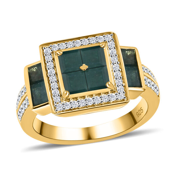 Grandidierit und Zirkon-Ring, 925 Silber Gelbgold Vermeil  ca. 1,58 ct image number 3