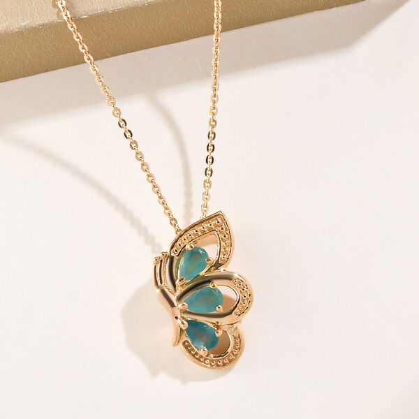 Grandidierit-Anhänger mit Kette, 925 Silber vergoldet ca. 0,62 ct image number 3