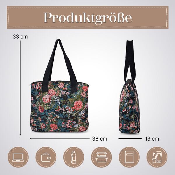 Blumen-Tragetasche aus weichem Polyester mit Rei&szlig;verschluss,  38x13x33 cm image number 5