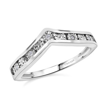 D'Joy Wishbone Ring mit Diamantakzenten, 925 Silber rhodiniert