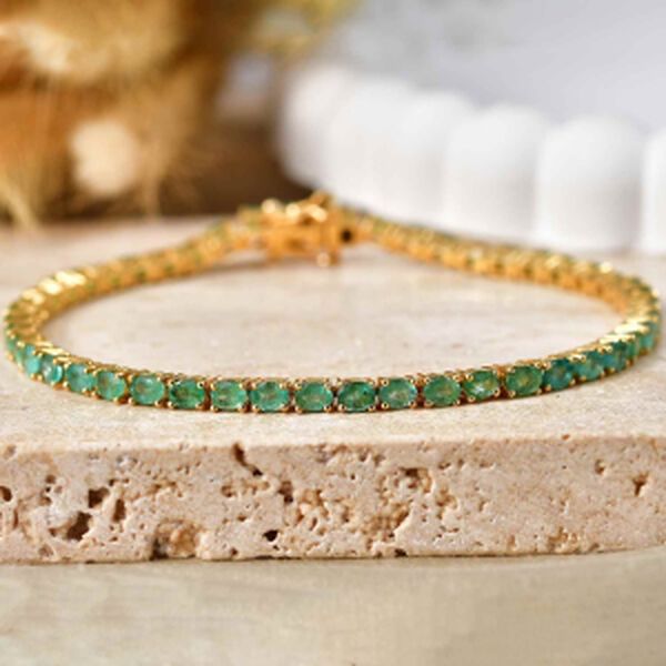 D'Joy AAA Kagem Sambischer Smaragd Armband ca. 20 cm 925 Silber 750 Gelbgold vermeil ca. 7,29 ct. image number 1