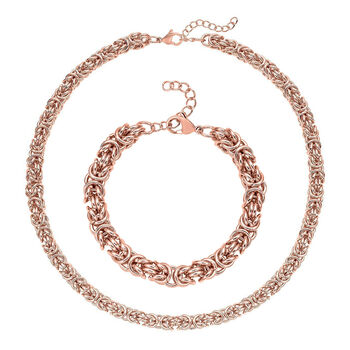 Byzantin 50cm Halskette und 19cm Armband in Ros&eacute;goldton