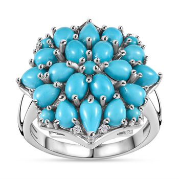 AA Amerikanischer nat&uuml;rlicher Sleeping Beauty T&uuml;rkis Ring 925 Silber rhodiniert (Gr&ouml;&szlig;e 17.00) ca. 3.24 ct