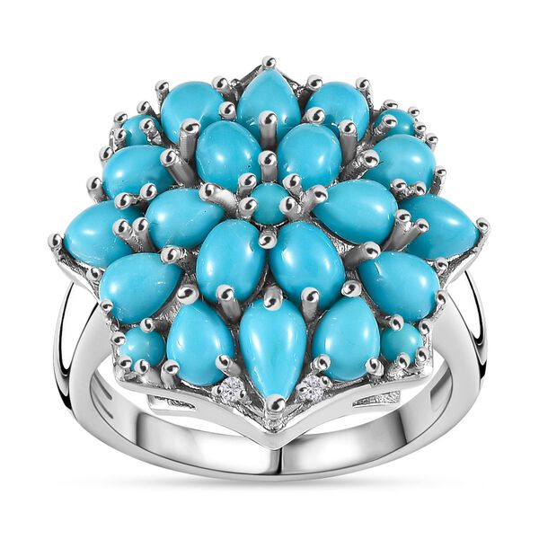 AA Amerikanischer natürlicher Sleeping Beauty Türkis Ring 925 Silber rhodiniert (Größe 17.00) ca. 3.24 ct image number 4