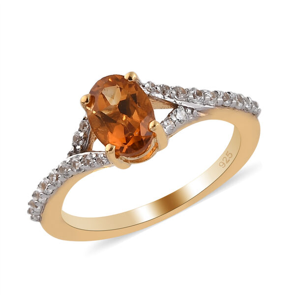 Madeira Citrin und Zirkon Ring 925 Silber vergoldet  ca. 0,91 ct image number 4