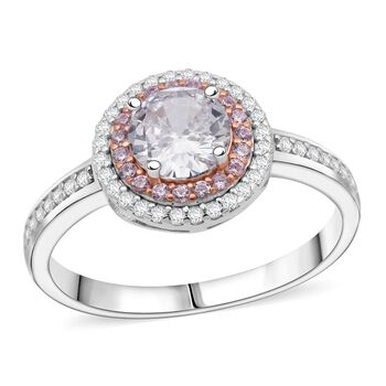 LUSTRO STELLA - Wei&szlig;er Zirkonia, Rosa Zirkonia Ring 925 Silber rhodiniert (Gr&ouml;&szlig;e 18.00)