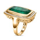 Smaragd-Quarz-Triplette, weißer Zirkon Ring, 925 Silber Gelbgold Vermeil (Größe 18.00) ca. 16.82 ct image number 4