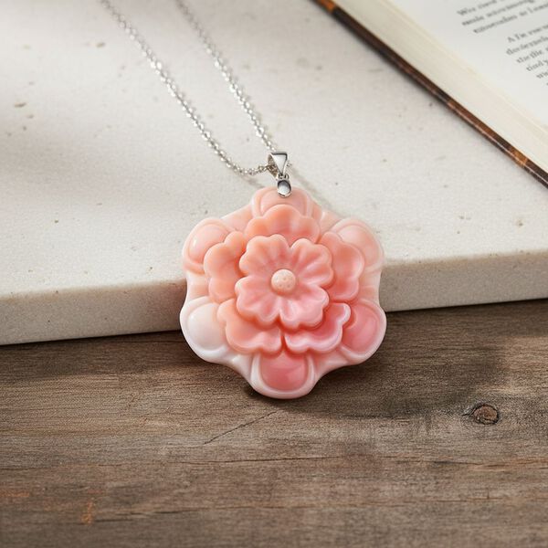 D'Joy Natürlicher Rosa Königsmuschel Perle Schmuckset ca. 50 cm 925 Silber rhodiniert ca. 0,00 ct. image number 1